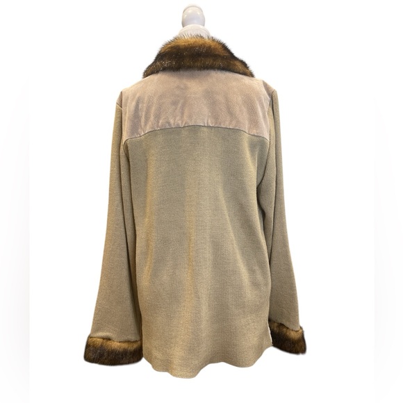 Y2K Indie Sleaze Boho Suede Fur Trim Jacket Knit Sleeve Boutique L - Picture 5 of 8